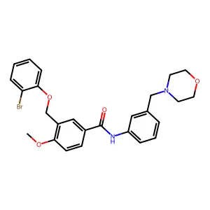 3-[(2-bromophenoxy)methyl]-4-methoxy-N-[3-(morpholin-4-ylmethyl)phenyl]benzamide structure