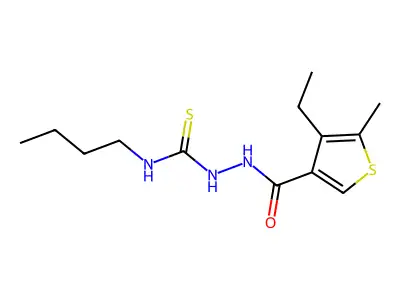 1-Butyl-3-[(4-ethyl-5-methylthiophene-3-carbonyl)amino]thiourea structure