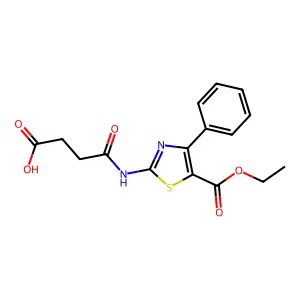5-Ethyl 2-((3-carboxy-1-oxopropyl)amino)-4-phenyl-5-thiazolecarboxylate structure