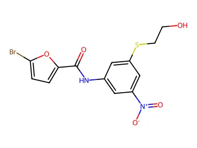 5-bromo-N-{3-[(2-hydroxyethyl)sulfanyl]-5-nitrophenyl}-2-furamide structure