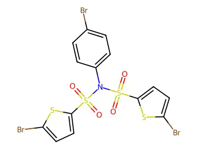 bis[(5-bromo(2-thienyl))sulfonyl](4-bromophenyl)amine structure