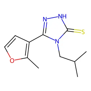 4-isobutyl-5-(2-methyl-3-furyl)-4H-1,2,4-triazol-3-yl hydrosulfide structure