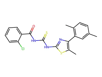 2-chloro-N-[[4-(2,5-dimethylphenyl)-5-methyl-1,3-thiazol-2-yl]carbamothioyl]benzamide structure