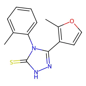 3-(2-methyl-3-furanyl)-4-(2-methylphenyl)-1H-1,2,4-triazole-5-thione structure