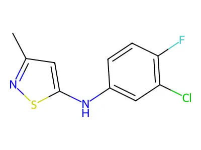 N-(3-chloro-4-fluorophenyl)-3-methyl-1,2-thiazol-5-amine structure