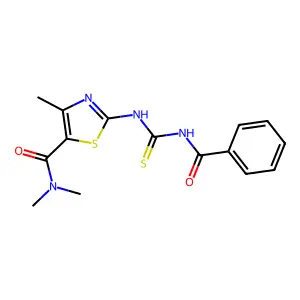 2-{[(benzoylamino)carbothioyl]amino}-N,N,4-trimethyl-1,3-thiazole-5-carboxamide structure