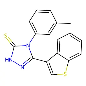 3-(1-benzothiophen-3-yl)-4-(3-methylphenyl)-1H-1,2,4-triazole-5-thione structure