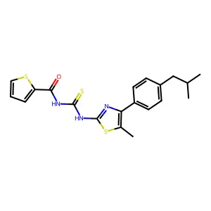 N-[4-(4-isobutylphenyl)-5-methyl-1,3-thiazol-2-yl]-N'-(2-thienylcarbonyl)thiourea structure