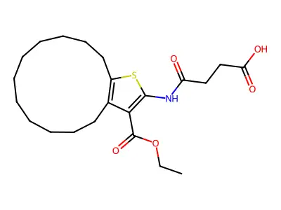 4-((3-(Ethoxycarbonyl)-5,6,7,8,9,10,11,12,13,14-decahydro-4H-cyclotrideca[b]thiophen-2-yl)amino)-4-oxobutanoic acid structure