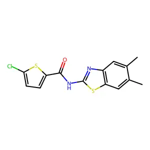 5-chloro-N-(5,6-dimethyl-1,3-benzothiazol-2-yl)thiophene-2-carboxamide structure