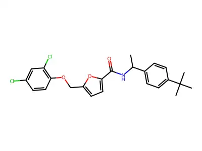 N-[1-(4-tert-butylphenyl)ethyl]-5-[(2,4-dichlorophenoxy)methyl]furan-2-carboxamide structure