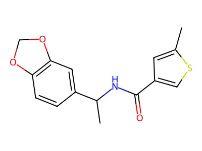 N-[1-(1,3-benzodioxol-5-yl)ethyl]-5-methylthiophene-3-carboxamide structure