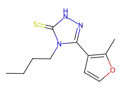 4-butyl-5-(2-methyl-3-furyl)-4H-1,2,4-triazole-3-thiol structure