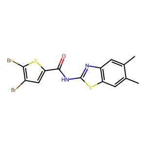 4,5-dibromo-N-(5,6-dimethyl-1,3-benzothiazol-2-yl)thiophene-2-carboxamide structure
