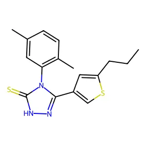 4-(2,5-dimethylphenyl)-5-(5-propyl-3-thienyl)-4H-1,2,4-triazol-3-yl hydrosulfide structure
