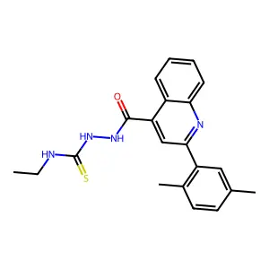 1-[[2-(2,5-Dimethylphenyl)quinoline-4-carbonyl]amino]-3-ethylthiourea structure