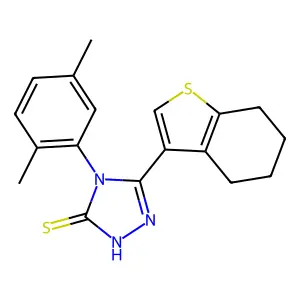 4-(2,5-dimethylphenyl)-5-(4,5,6,7-tetrahydro-1-benzothien-3-yl)-4H-1,2,4-triazol-3-yl hydrosulfide structure