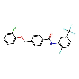 4-[(2-chlorophenoxy)methyl]-N-[2-fluoro-5-(trifluoromethyl)phenyl]benzamide structure