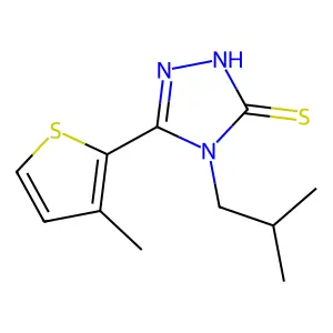 4-isobutyl-5-(3-methyl-2-thienyl)-4H-1,2,4-triazol-3-yl hydrosulfide structure