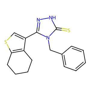 4-benzyl-3-(4,5,6,7-tetrahydro-1-benzothiophen-3-yl)-1H-1,2,4-triazole-5-thione structure