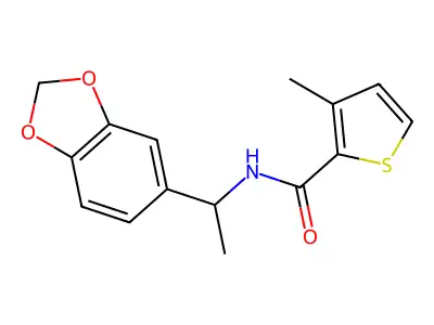 N-[1-(1,3-benzodioxol-5-yl)ethyl]-3-methylthiophene-2-carboxamide structure