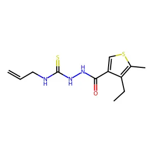 N-allyl-2-[(4-ethyl-5-methyl-3-thienyl)carbonyl]hydrazinecarbothioamide structure