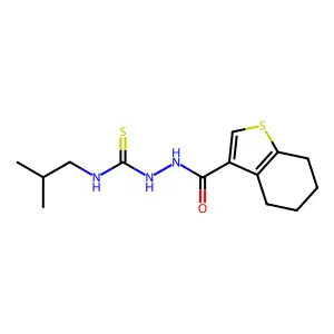 N-isobutyl-2-(4,5,6,7-tetrahydro-1-benzothien-3-ylcarbonyl)hydrazinecarbothioamide structure