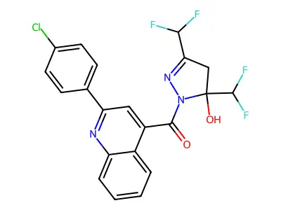 [3,5-bis(difluoromethyl)-5-hydroxy-4H-pyrazol-1-yl]-[2-(4-chlorophenyl)quinolin-4-yl]methanone structure