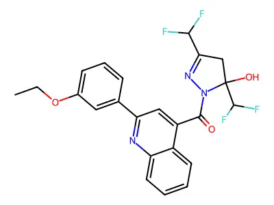 [3,5-bis(difluoromethyl)-5-hydroxy-4H-pyrazol-1-yl]-[2-(3-ethoxyphenyl)quinolin-4-yl]methanone structure