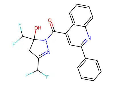 [3,5-bis(difluoromethyl)-5-hydroxy-4H-pyrazol-1-yl]-(2-phenylquinolin-4-yl)methanone structure