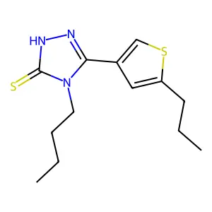 4-butyl-3-(5-propylthiophen-3-yl)-1H-1,2,4-triazole-5-thione structure