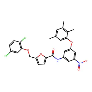 5-[(2,5-dichlorophenoxy)methyl]-N-[3-nitro-5-(2,3,5-trimethylphenoxy)phenyl]furan-2-carboxamide structure
