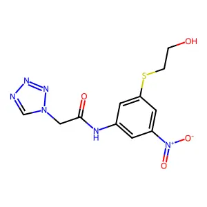 N-[3-(2-hydroxyethylsulfanyl)-5-nitrophenyl]-2-(tetrazol-1-yl)acetamide structure