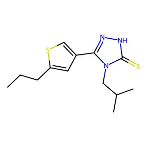 4-isobutyl-5-(5-propyl-3-thienyl)-4H-1,2,4-triazol-3-yl hydrosulfide structure