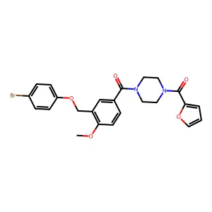 [3-[(4-bromophenoxy)methyl]-4-methoxyphenyl]-[4-(furan-2-carbonyl)piperazin-1-yl]methanone structure