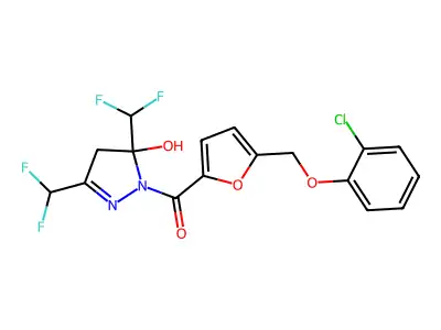[3,5-bis(difluoromethyl)-5-hydroxy-4H-pyrazol-1-yl]-[5-[(2-chlorophenoxy)methyl]furan-2-yl]methanone structure