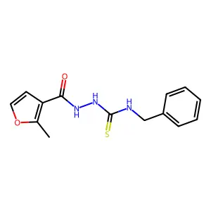 N-benzyl-2-(2-methyl-3-furoyl)hydrazinecarbothioamide structure