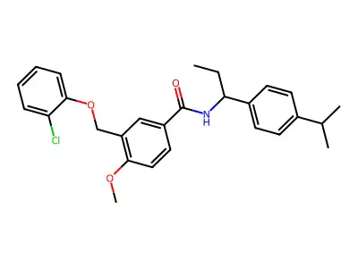 3-[(2-chlorophenoxy)methyl]-N-[1-(4-isopropylphenyl)propyl]-4-methoxybenzamide structure