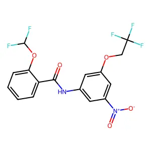 2-(difluoromethoxy)-N-[3-nitro-5-(2,2,2-trifluoroethoxy)phenyl]benzamide structure