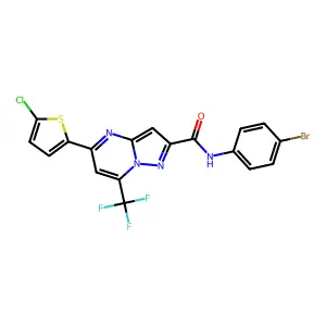 N-(4-bromophenyl)-5-(5-chloro-2-thienyl)-7-(trifluoromethyl)pyrazolo[1,5-a]pyrimidine-2-carboxamide structure