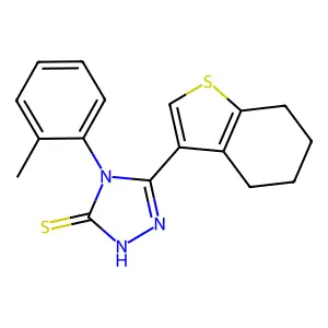 4-(2-methylphenyl)-3-(4,5,6,7-tetrahydro-1-benzothiophen-3-yl)-1H-1,2,4-triazole-5-thione structure