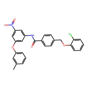 4-[(2-chlorophenoxy)methyl]-N-[3-(3-methylphenoxy)-5-nitrophenyl]benzamide structure