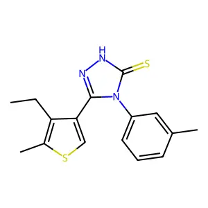 5-(4-ethyl-5-methyl-3-thienyl)-4-(3-methylphenyl)-4H-1,2,4-triazol-3-yl hydrosulfide structure