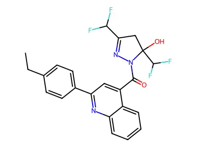 [3,5-bis(difluoromethyl)-5-hydroxy-4H-pyrazol-1-yl]-[2-(4-ethylphenyl)quinolin-4-yl]methanone structure