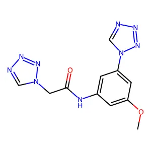 N-[3-methoxy-5-(tetrazol-1-yl)phenyl]-2-(tetrazol-1-yl)acetamide structure