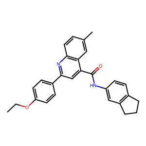 N-(2,3-dihydro-1H-inden-5-yl)-2-(4-ethoxyphenyl)-6-methylquinoline-4-carboxamide structure
