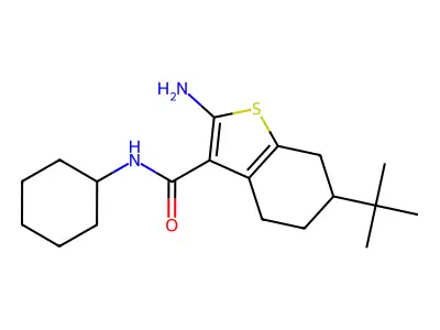 2-amino-6-tert-butyl-N-cyclohexyl-4,5,6,7-tetrahydro-1-benzothiophene-3-carboxamide structure