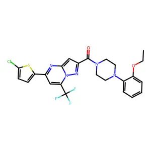 [5-(5-chlorothiophen-2-yl)-7-(trifluoromethyl)pyrazolo[1,5-a]pyrimidin-2-yl]-[4-(2-ethoxyphenyl)piperazin-1-yl]methanone structure