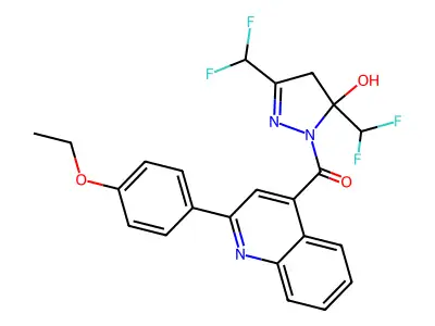 [3,5-bis(difluoromethyl)-5-hydroxy-4H-pyrazol-1-yl]-[2-(4-ethoxyphenyl)quinolin-4-yl]methanone structure