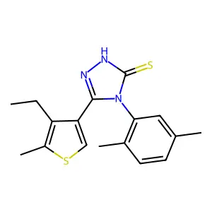 4-(2,5-dimethylphenyl)-5-(4-ethyl-5-methyl-3-thienyl)-4H-1,2,4-triazol-3-yl hydrosulfide structure
